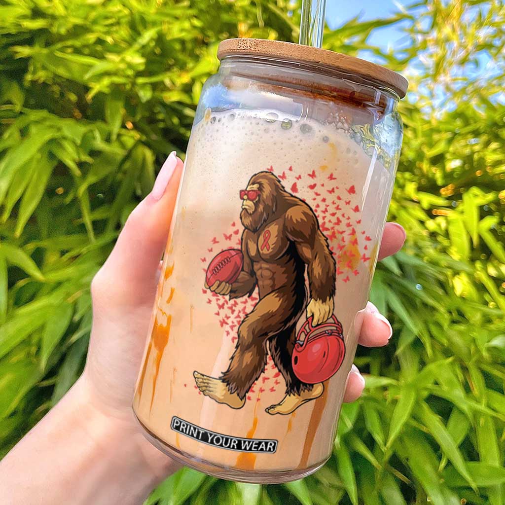 Funny Bigfoot Football Glass Can Support HIV Awareness Gift TS12 White Print Your Wear