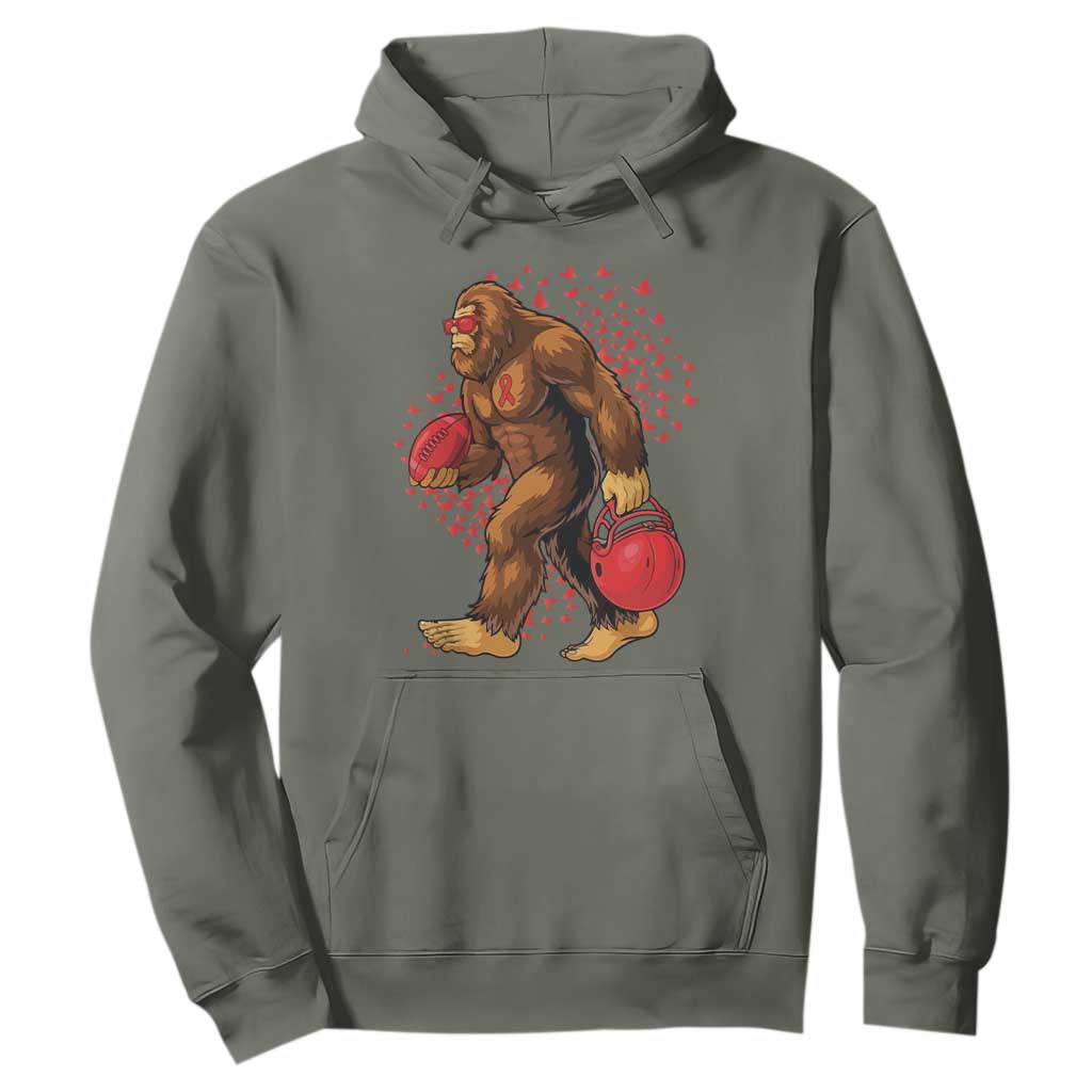 Funny Bigfoot Football Hoodie Support HIV Awareness Gift TS12 Military Green Print Your Wear