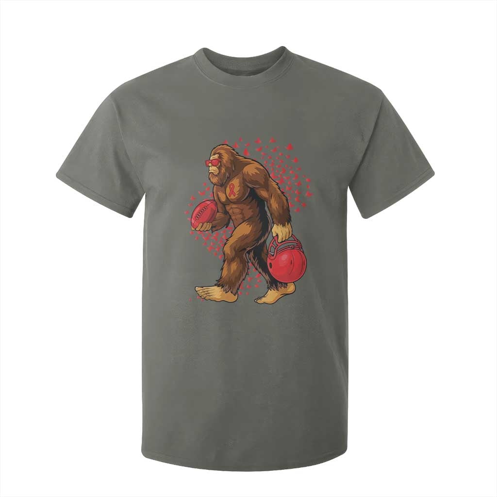 Funny Bigfoot Football T Shirt For Kid Support HIV Awareness Gift TS12 Military Green Print Your Wear