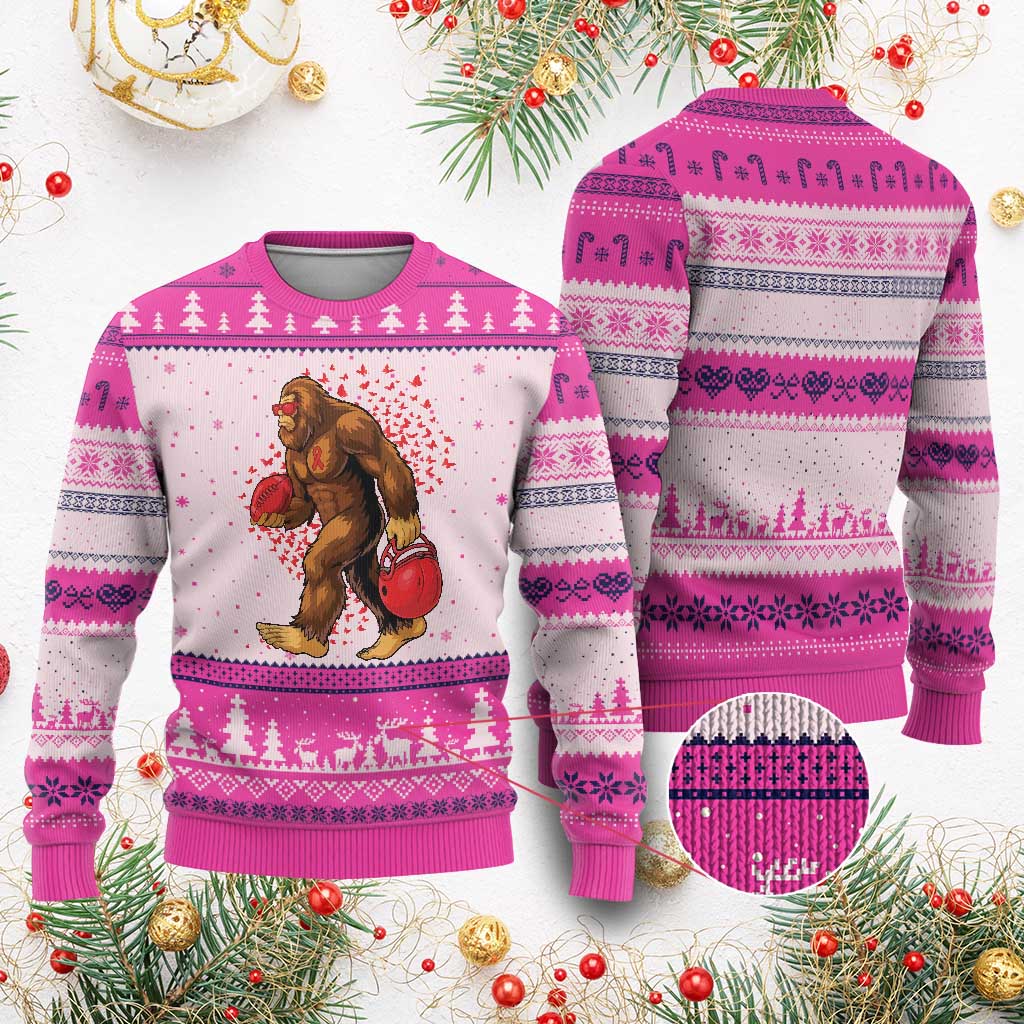Funny Bigfoot Football Ugly Christmas Sweater Support HIV Awareness Gift TS12 Hot Pink Print Your Wear
