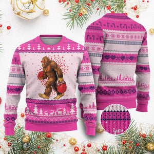 Funny Bigfoot Football Ugly Christmas Sweater Support HIV Awareness Gift TS12 Hot Pink Print Your Wear