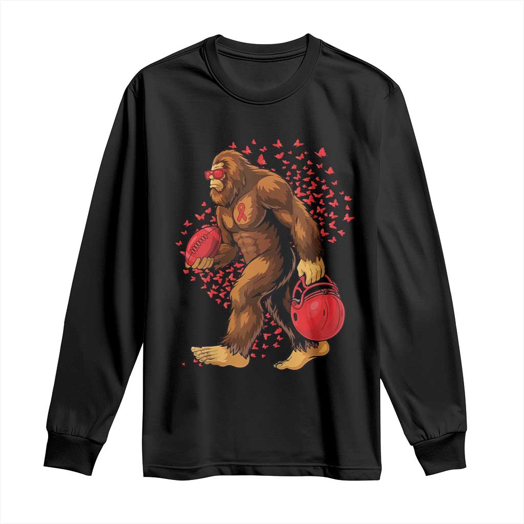 Funny Bigfoot Football Long Sleeve Shirt Support HIV Awareness Gift TS12 Black Print Your Wear