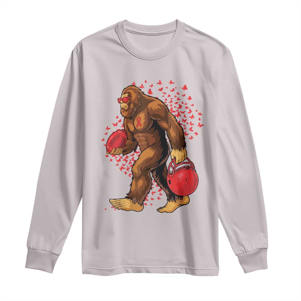 Funny Bigfoot Football Long Sleeve Shirt Support HIV Awareness Gift TS12 Ice Gray Print Your Wear