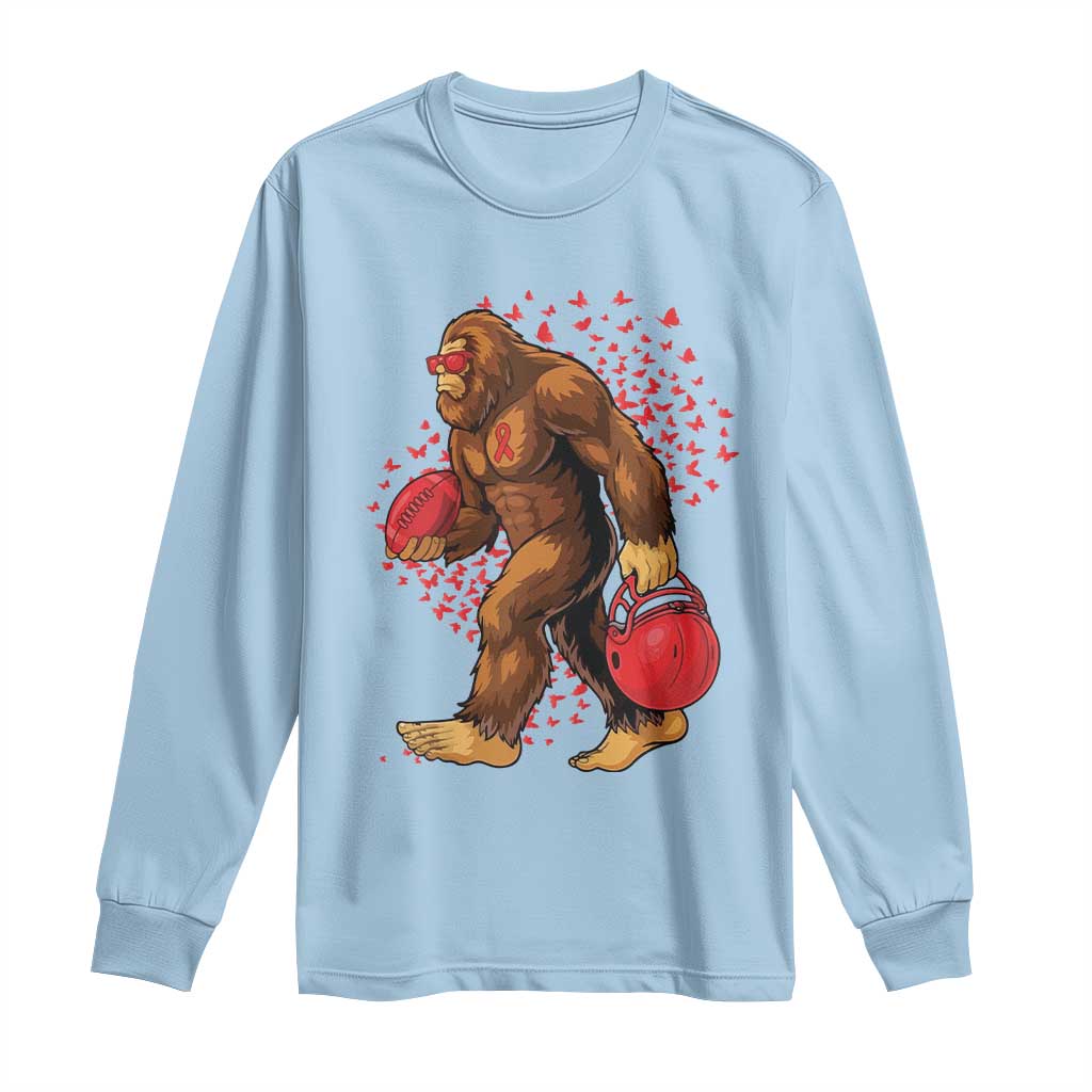 Funny Bigfoot Football Long Sleeve Shirt Support HIV Awareness Gift TS12 Light Blue Print Your Wear