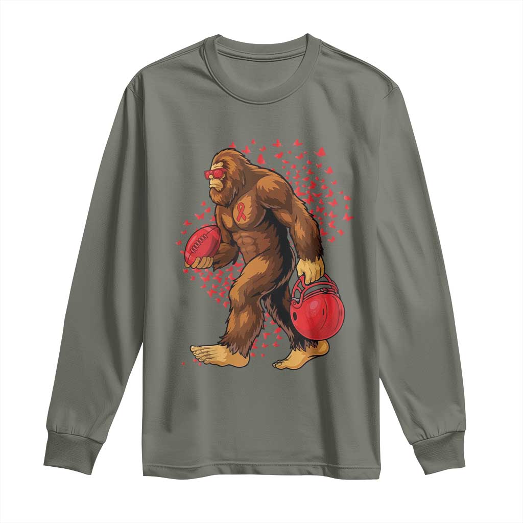 Funny Bigfoot Football Long Sleeve Shirt Support HIV Awareness Gift TS12 Military Green Print Your Wear