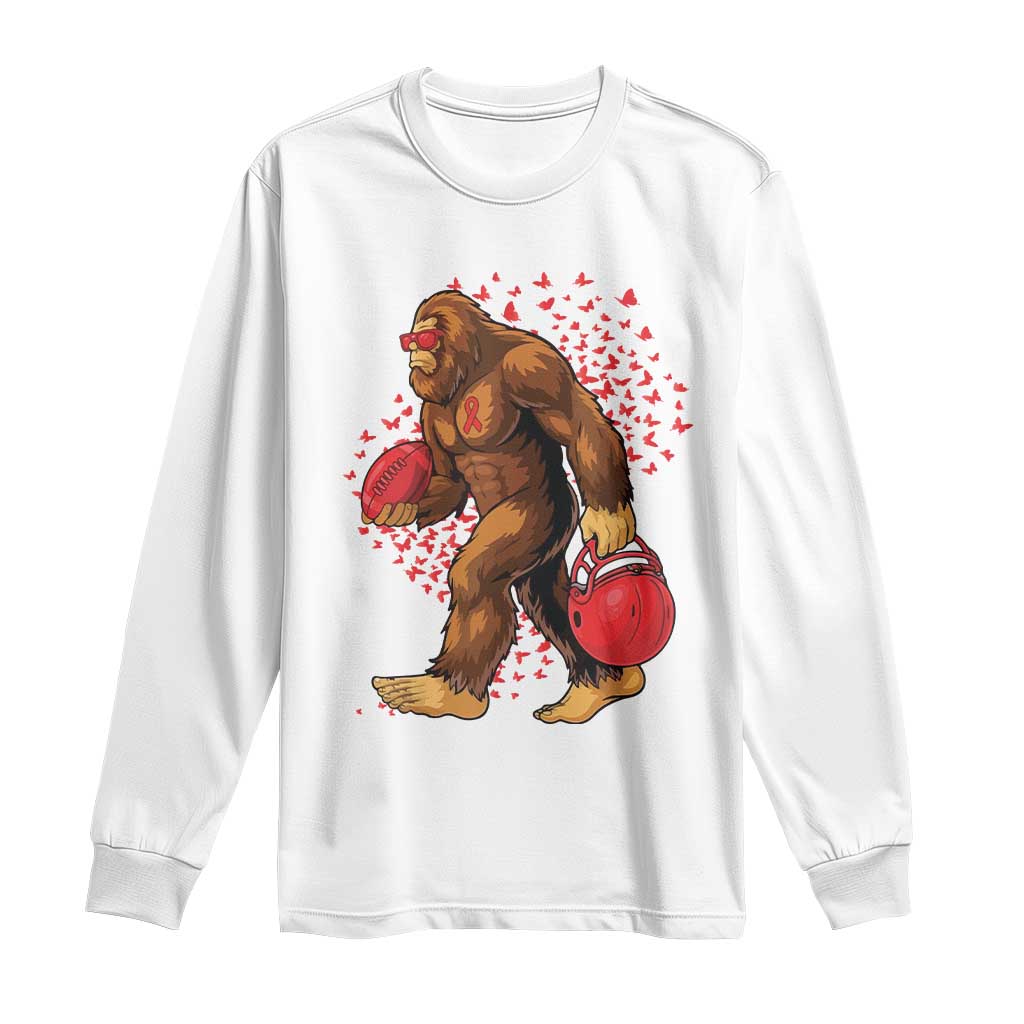 Funny Bigfoot Football Long Sleeve Shirt Support HIV Awareness Gift TS12 White Print Your Wear