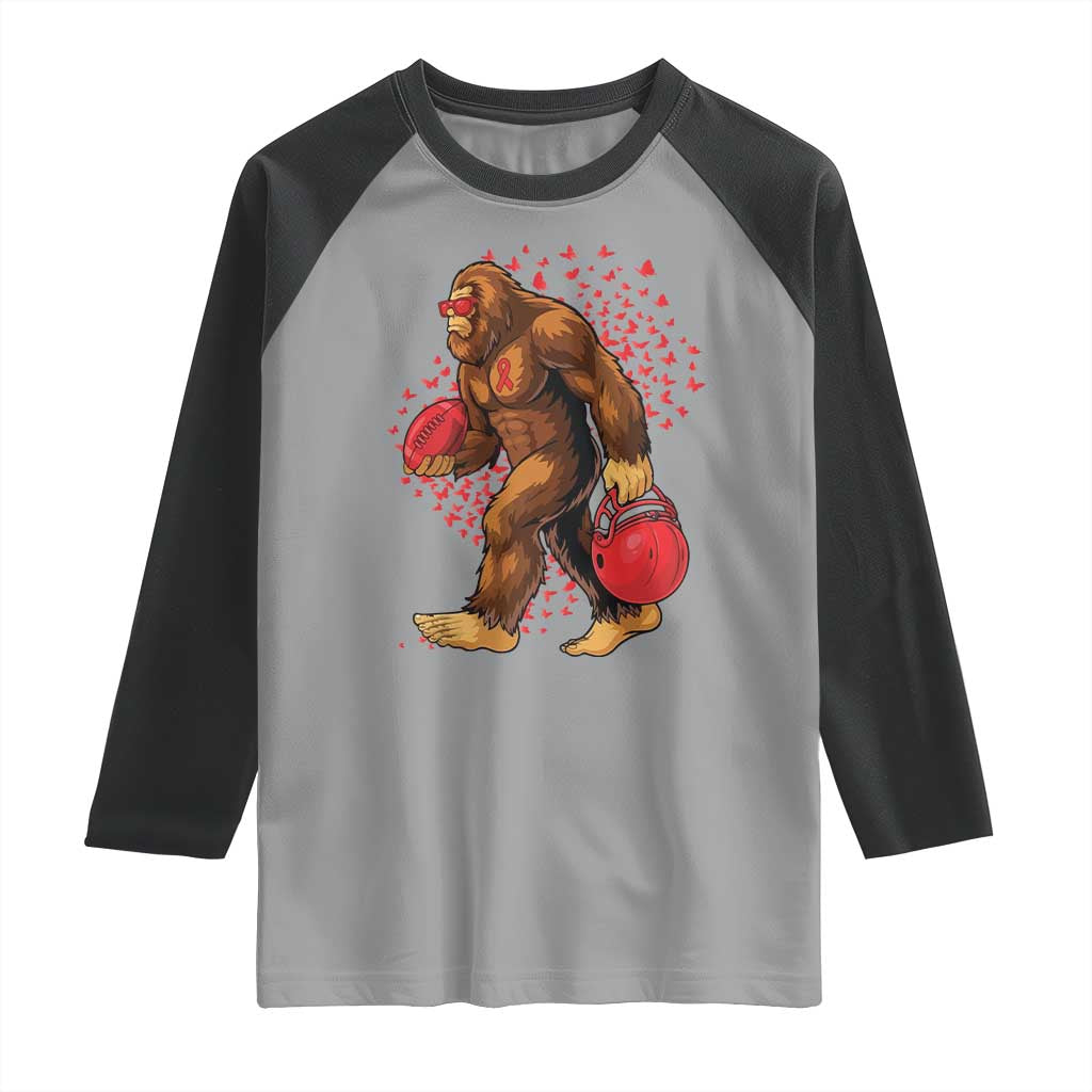 Funny Bigfoot Football Raglan Shirt Support HIV Awareness Gift TS12 Sport Gray Black Print Your Wear