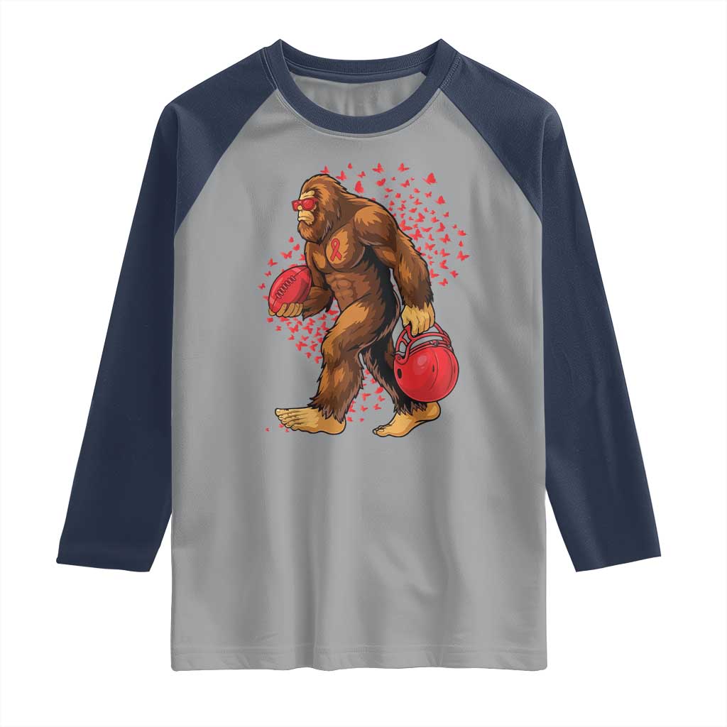 Funny Bigfoot Football Raglan Shirt Support HIV Awareness Gift TS12 Sport Gray Navy Print Your Wear