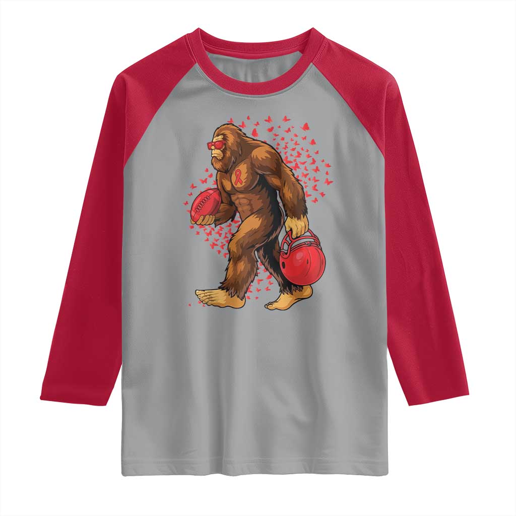 Funny Bigfoot Football Raglan Shirt Support HIV Awareness Gift TS12 Sport Gray Red Print Your Wear
