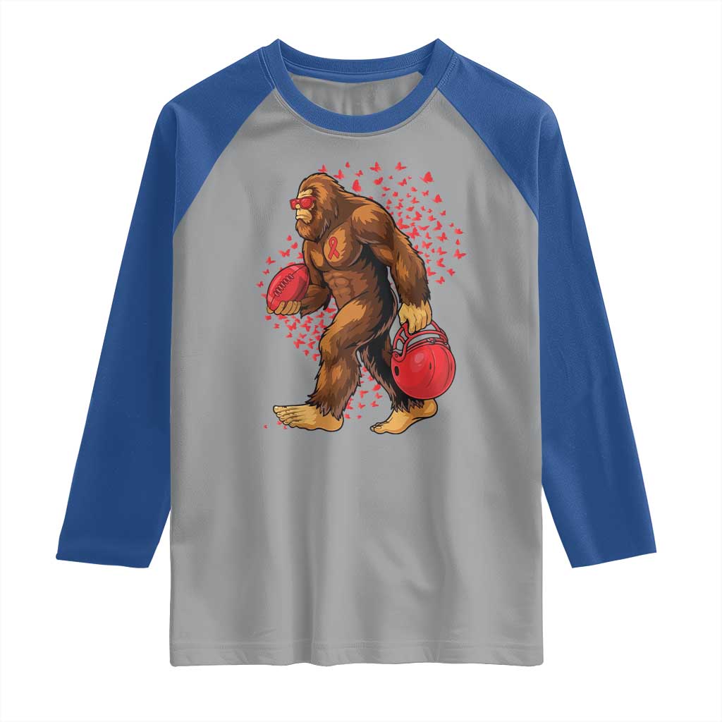 Funny Bigfoot Football Raglan Shirt Support HIV Awareness Gift TS12 Sport Gray Royal Print Your Wear