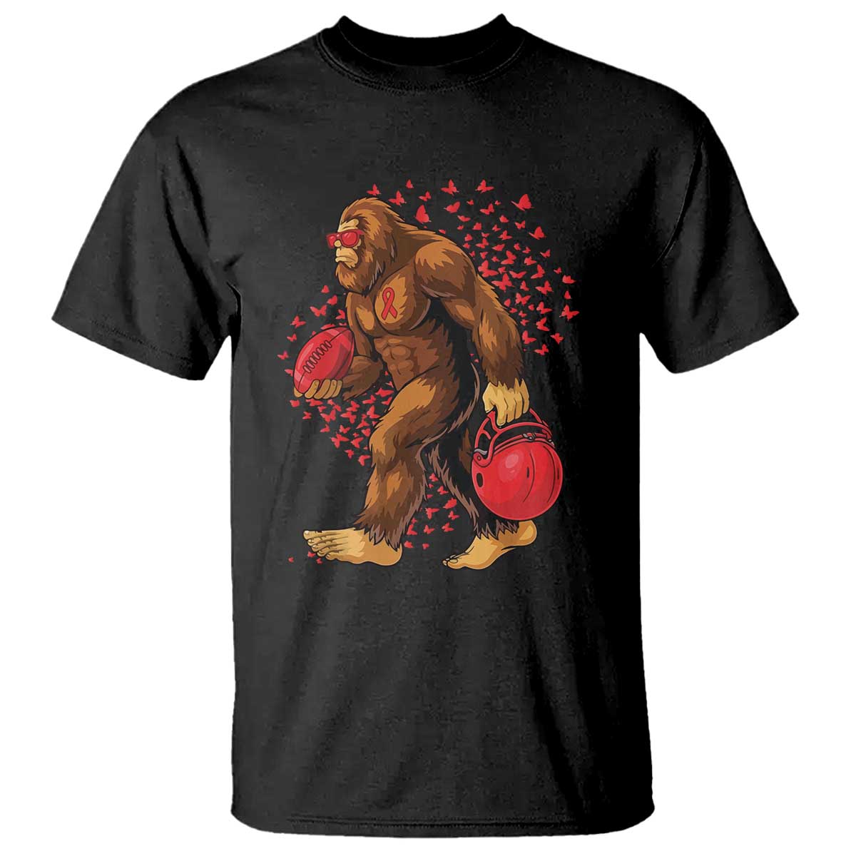 Funny Bigfoot Football T Shirt Support HIV Awareness Gift TS12 Black Print Your Wear