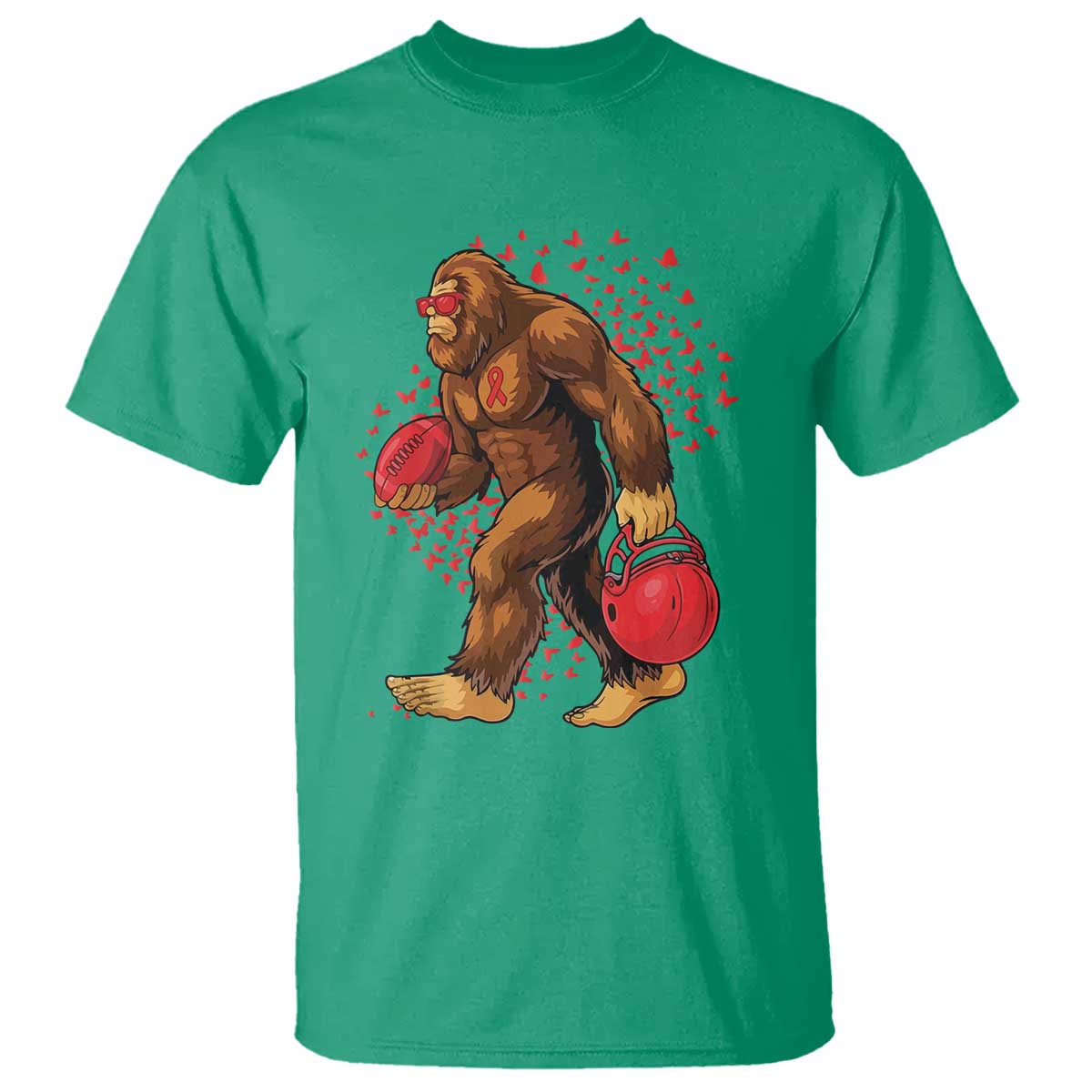 Funny Bigfoot Football T Shirt Support HIV Awareness Gift TS12 Irish Green Print Your Wear