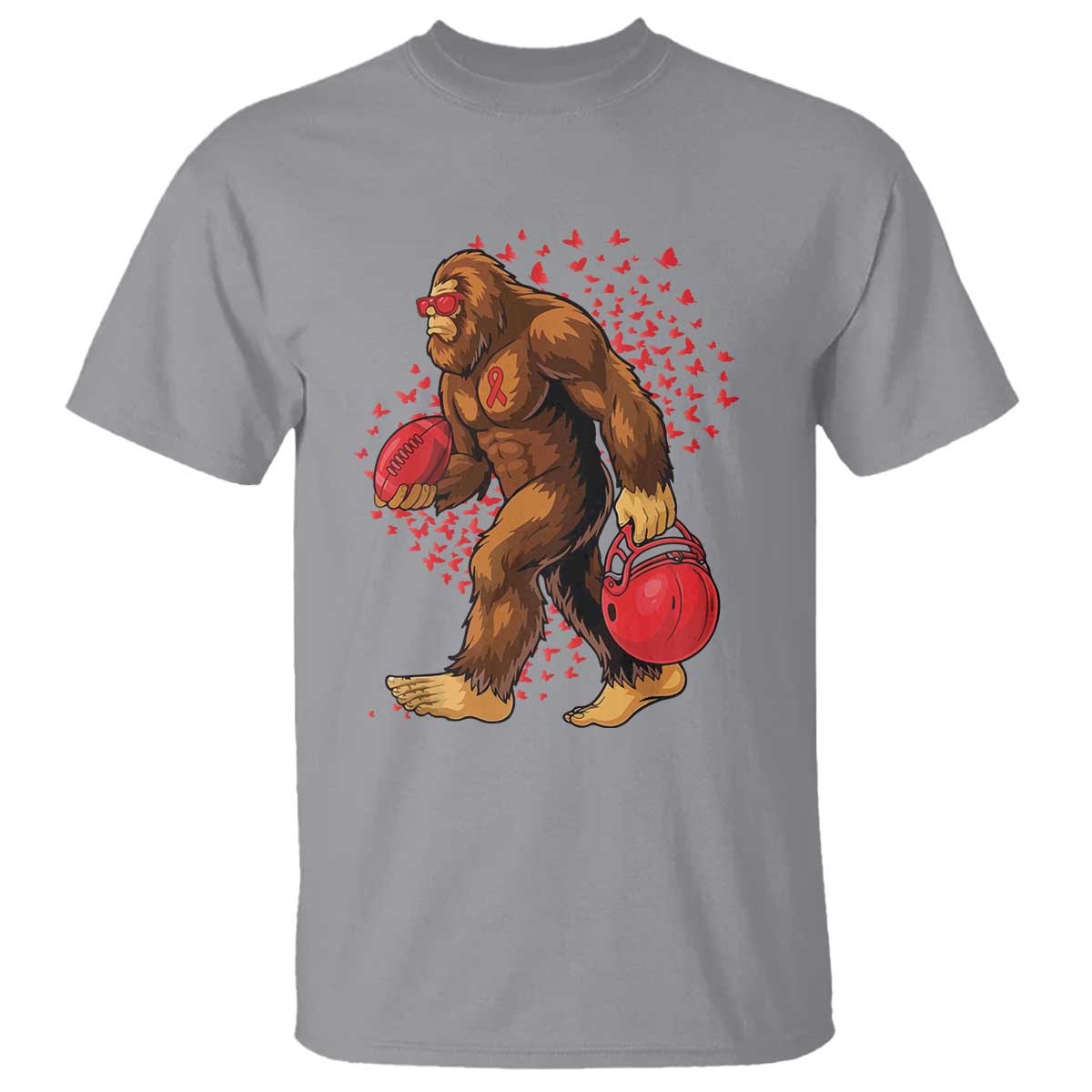 Funny Bigfoot Football T Shirt Support HIV Awareness Gift TS12 Sport Gray Print Your Wear