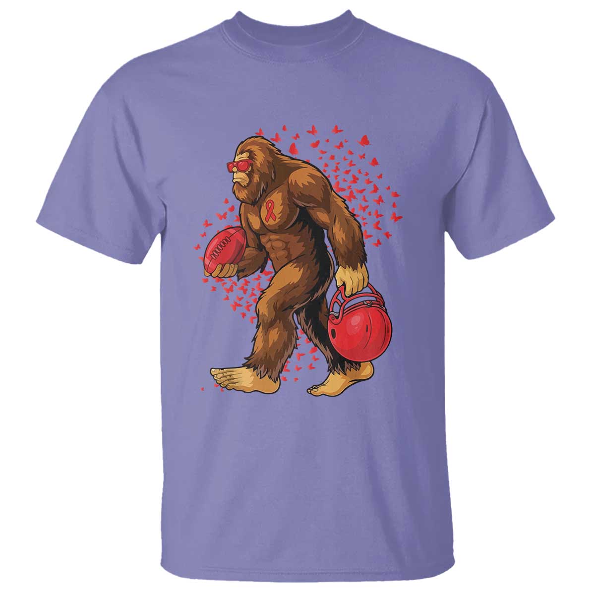 Funny Bigfoot Football T Shirt Support HIV Awareness Gift TS12 Violet Print Your Wear