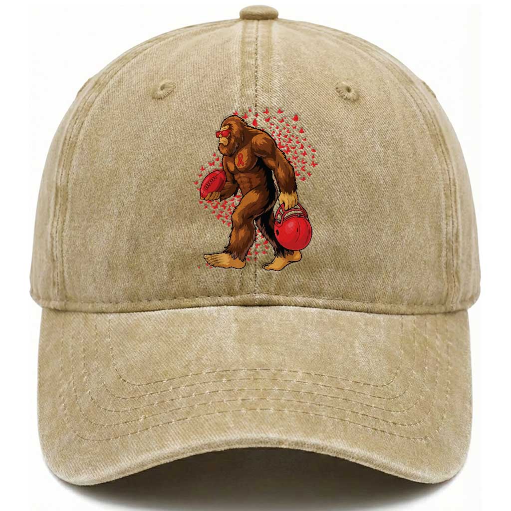 Funny Bigfoot Football Washed Cotton Baseball Cap Support HIV Awareness Gift TS12 Print Your Wear