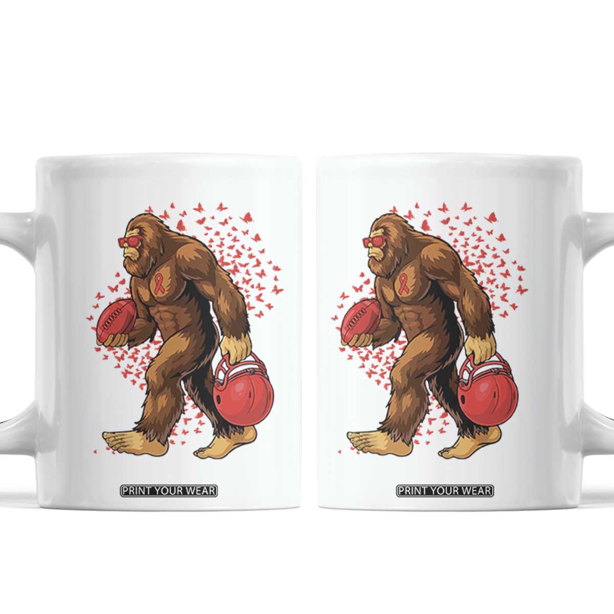 Funny Bigfoot Football Coffee Mug Support HIV Awareness Gift TS12 White Print Your Wear