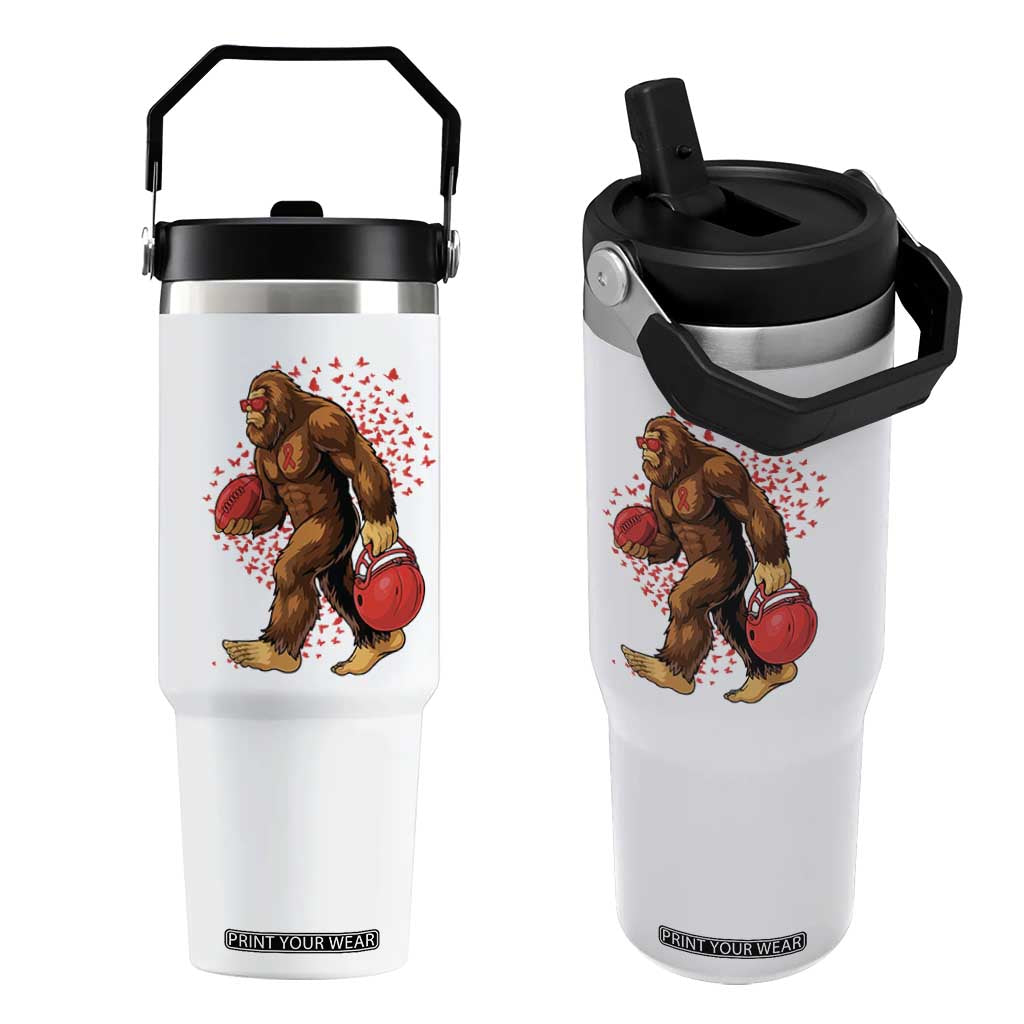 Funny Bigfoot Football Flip Straw Tumbler Support HIV Awareness Gift TS12 One Size: 30 oz White Print Your Wear
