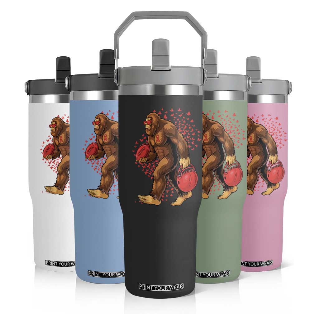 Funny Bigfoot Football Flip Straw Tumbler Support HIV Awareness Gift TS12 Print Your Wear