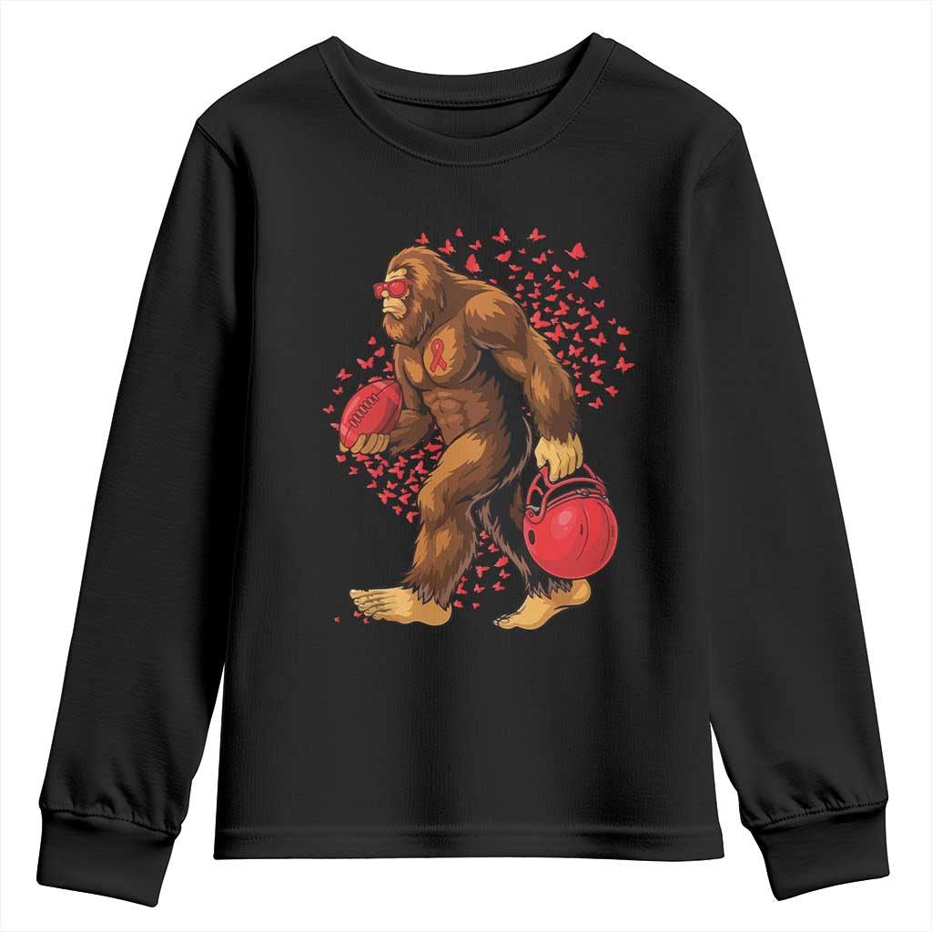Funny Bigfoot Football Youth Sweatshirt Support HIV Awareness Gift TS12 Black Print Your Wear