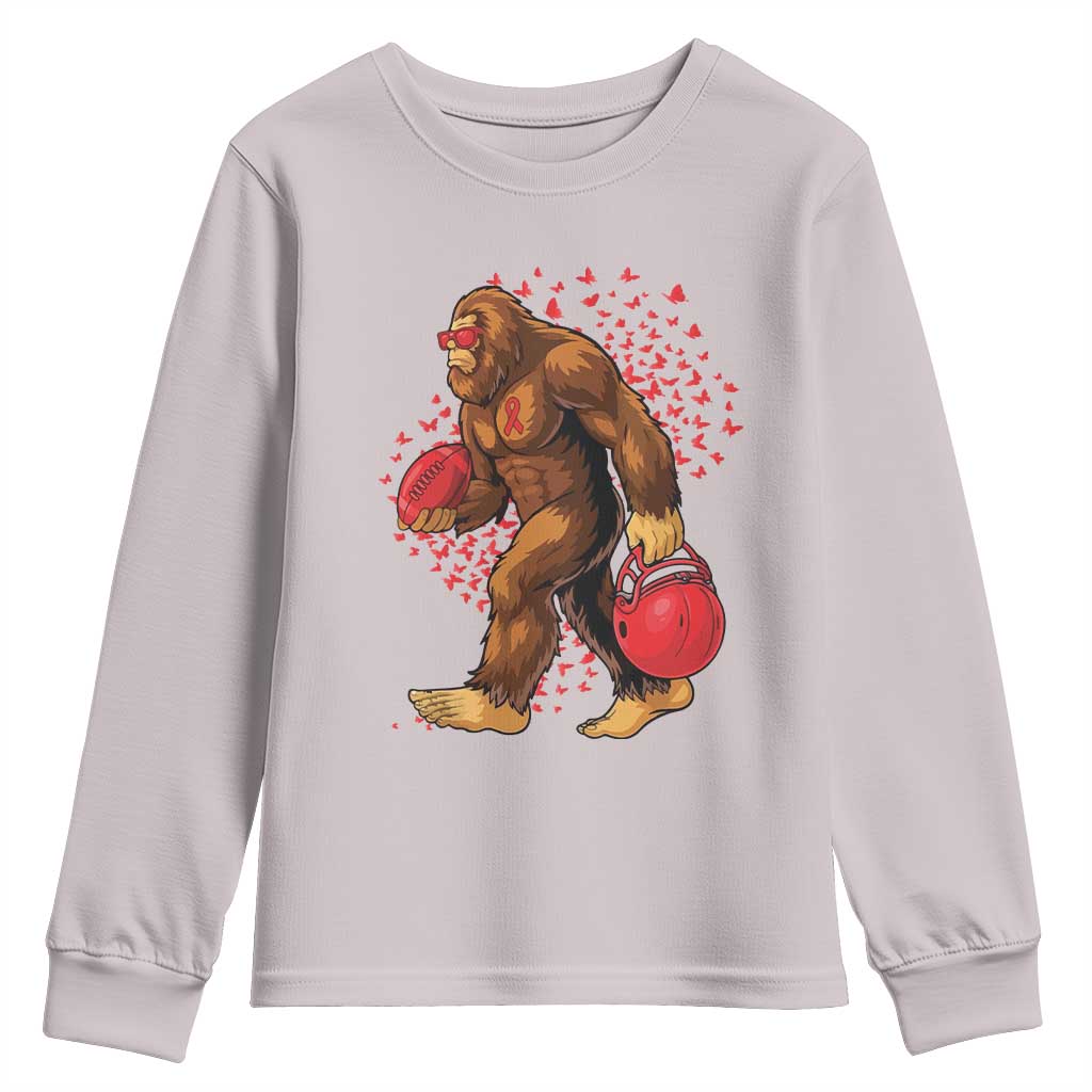 Funny Bigfoot Football Youth Sweatshirt Support HIV Awareness Gift TS12 Ice Gray Print Your Wear