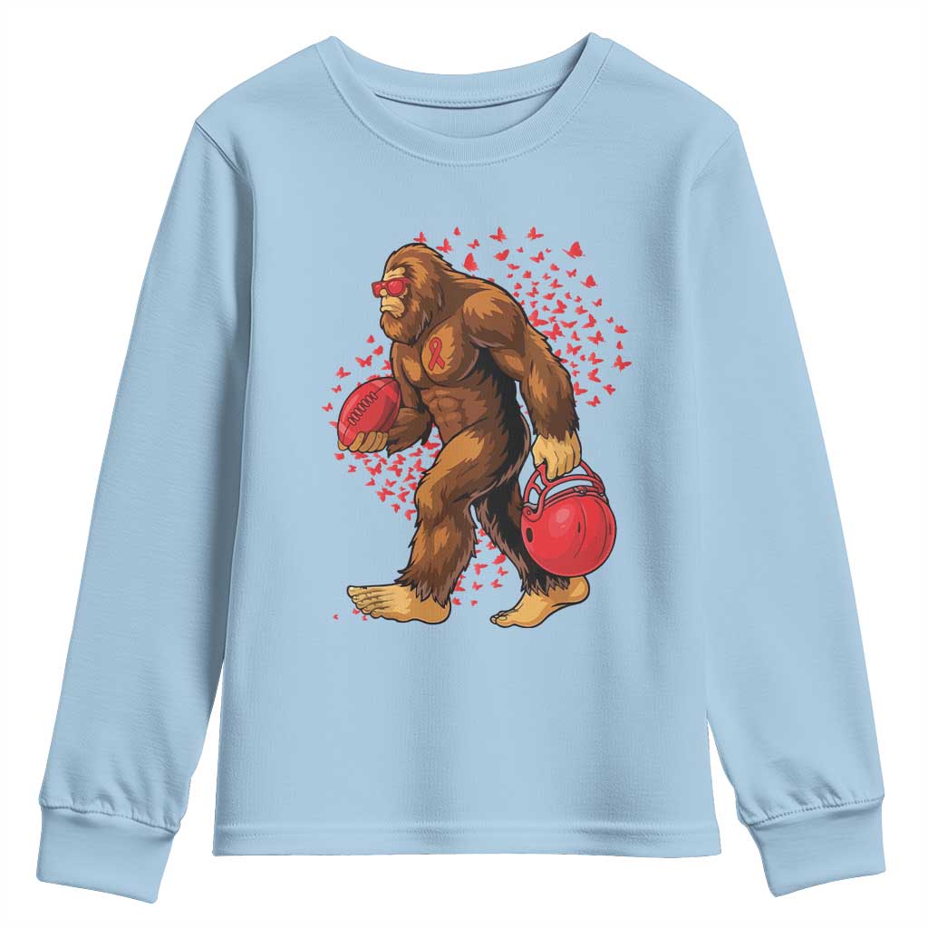 Funny Bigfoot Football Youth Sweatshirt Support HIV Awareness Gift TS12 Light Blue Print Your Wear