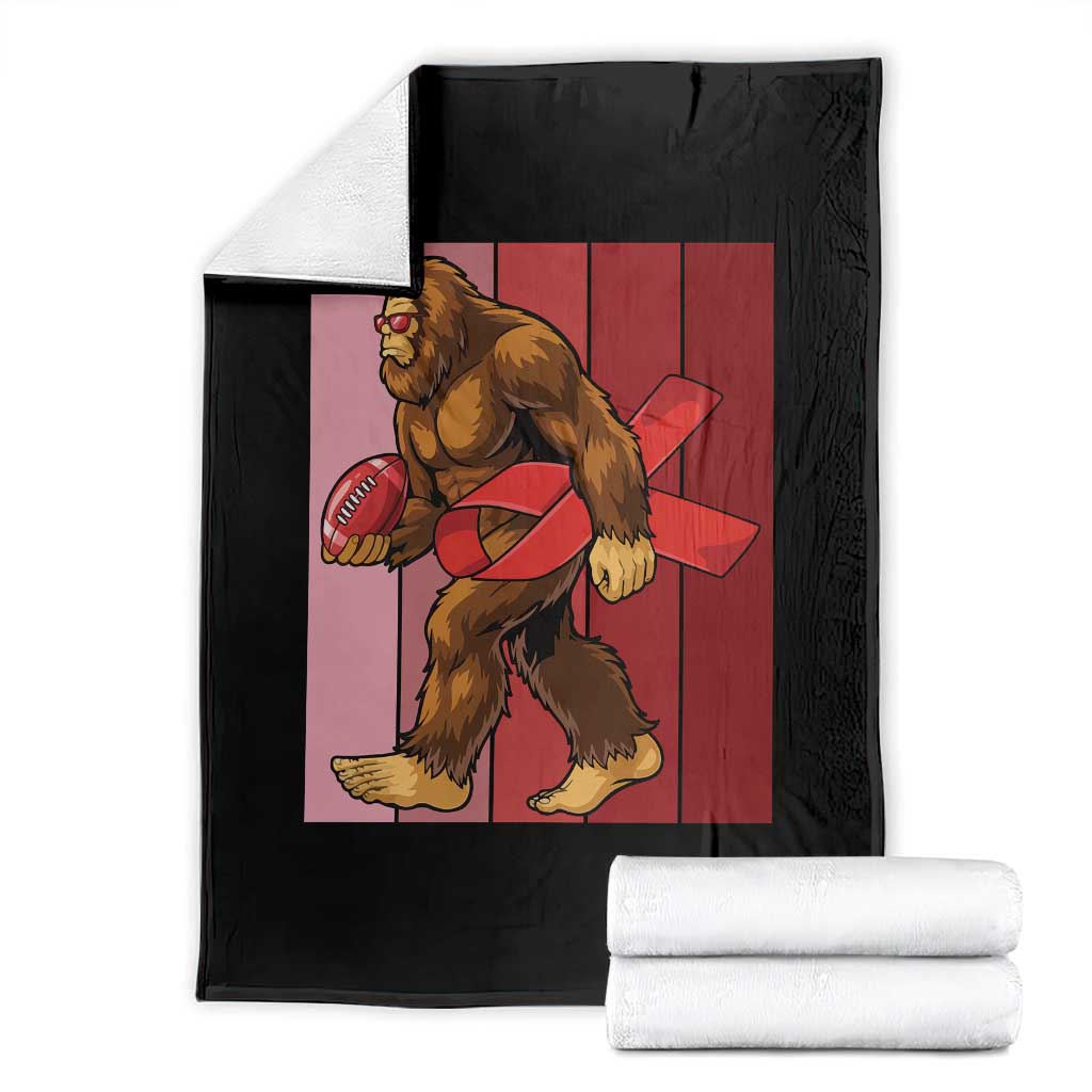Funny Bigfoot Football HIV Awareness Throw Blanket Red Ribbon Retro Vintage Style Gift TS12 Black Print Your Wear