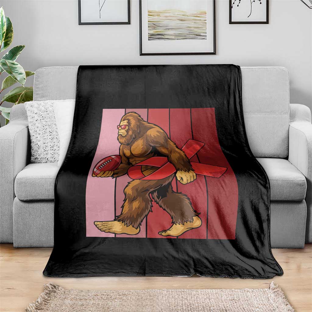 Funny Bigfoot Football HIV Awareness Throw Blanket Red Ribbon Retro Vintage Style Gift TS12 Print Your Wear