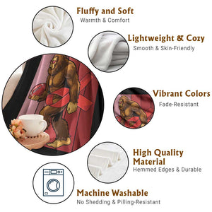 Funny Bigfoot Football HIV Awareness Throw Blanket Red Ribbon Retro Vintage Style Gift TS12 Print Your Wear