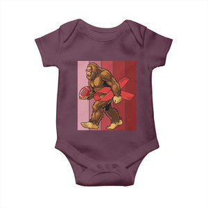 Funny Bigfoot Football HIV Awareness Baby Onesie Red Ribbon Retro Vintage Style Gift TS12 Maroon Print Your Wear