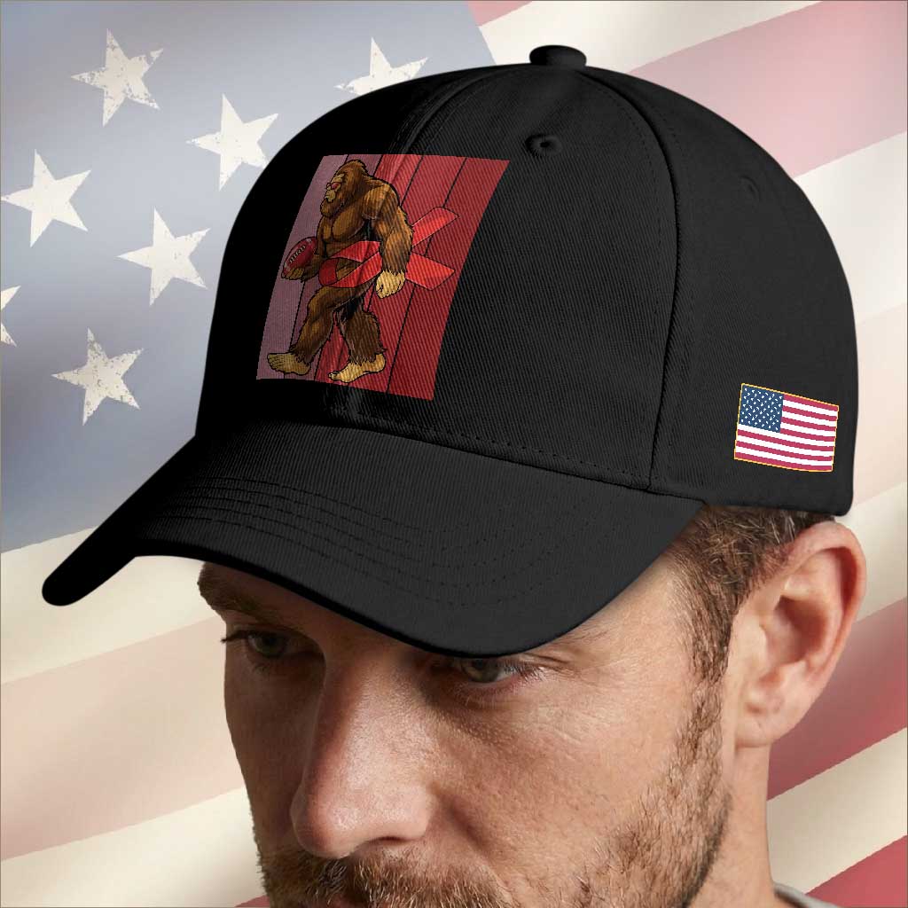 Funny Bigfoot Football HIV Awareness Baseball Cap Red Ribbon Retro Vintage Style Gift TS12 Print Your Wear