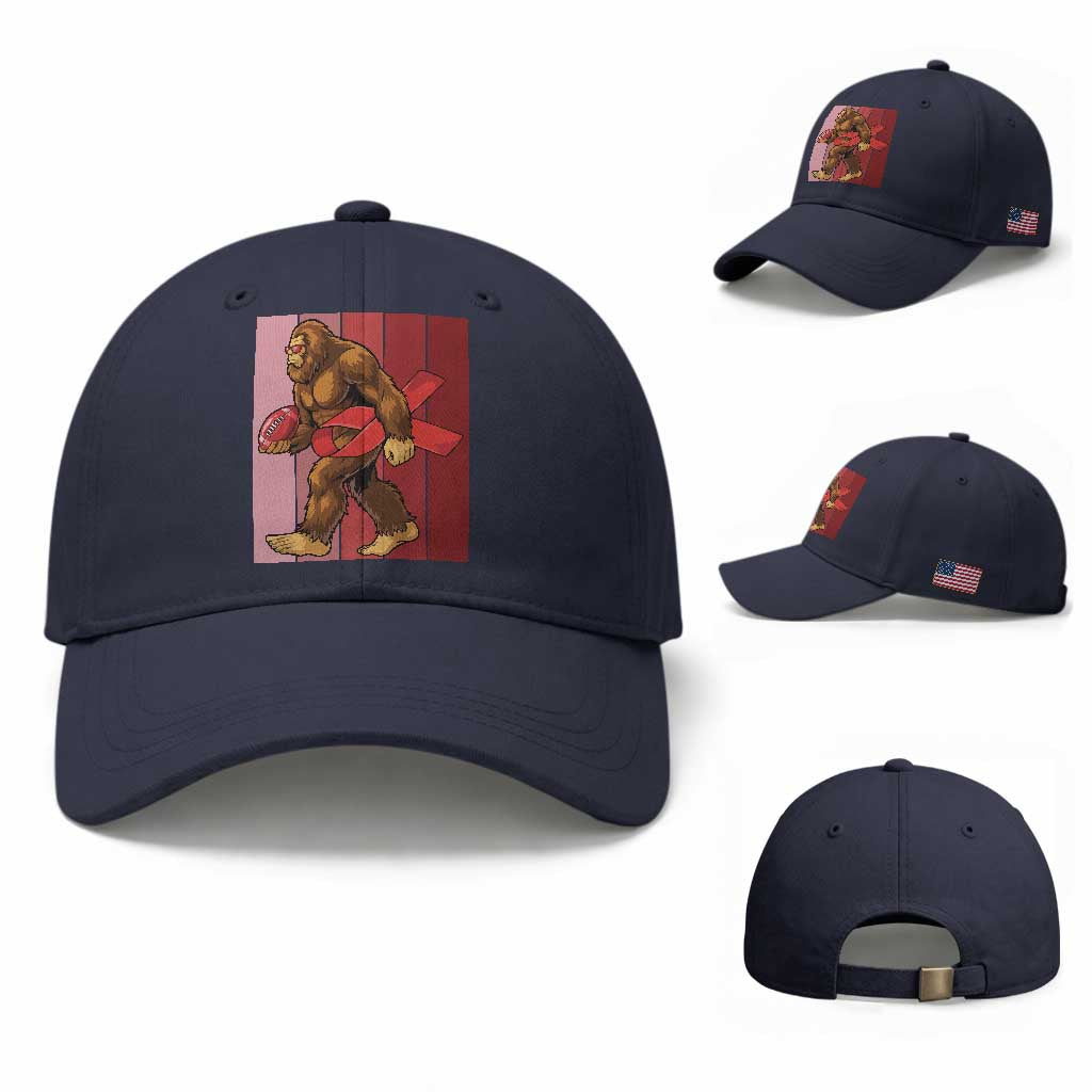 Funny Bigfoot Football HIV Awareness Baseball Cap Red Ribbon Retro Vintage Style Gift TS12 Baseball Cap Universal Fit Navy Print Your Wear