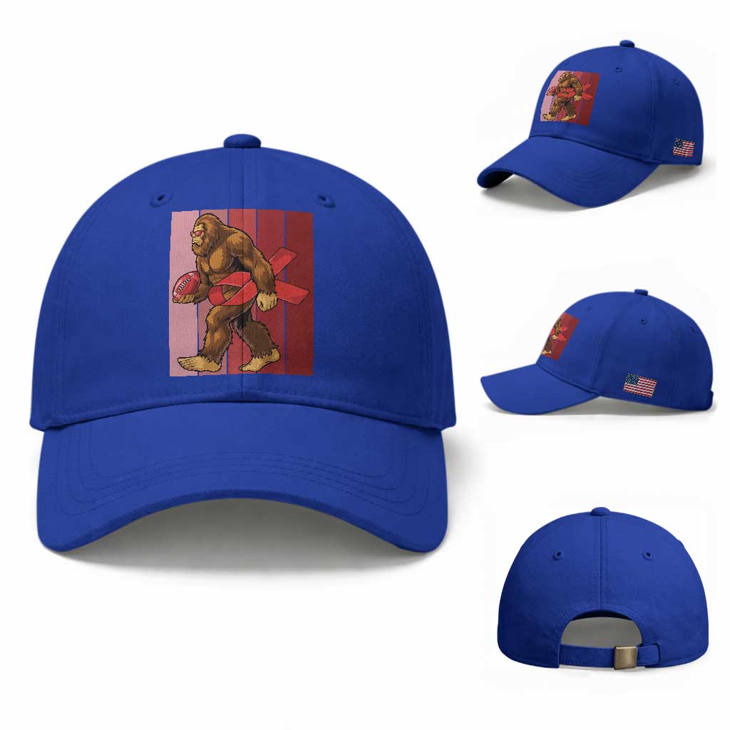 Funny Bigfoot Football HIV Awareness Baseball Cap Red Ribbon Retro Vintage Style Gift TS12 Baseball Cap Universal Fit Royal Blue Print Your Wear