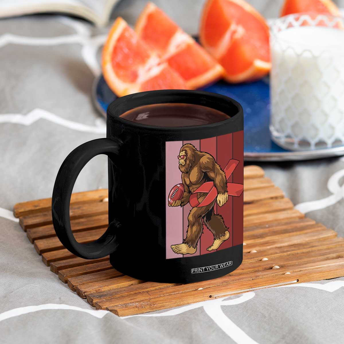 Funny Bigfoot Football HIV Awareness Coffee Mug Red Ribbon Retro Vintage Style Gift TS12 Print Your Wear