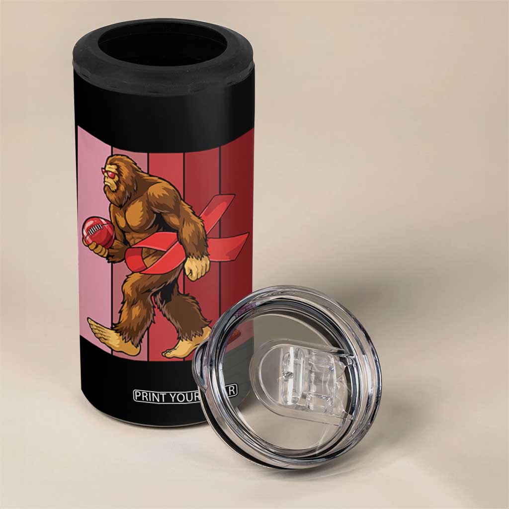 Funny Bigfoot Football HIV Awareness 4 in 1 Can Cooler Tumbler Red Ribbon Retro Vintage Style Gift TS12 Print Your Wear