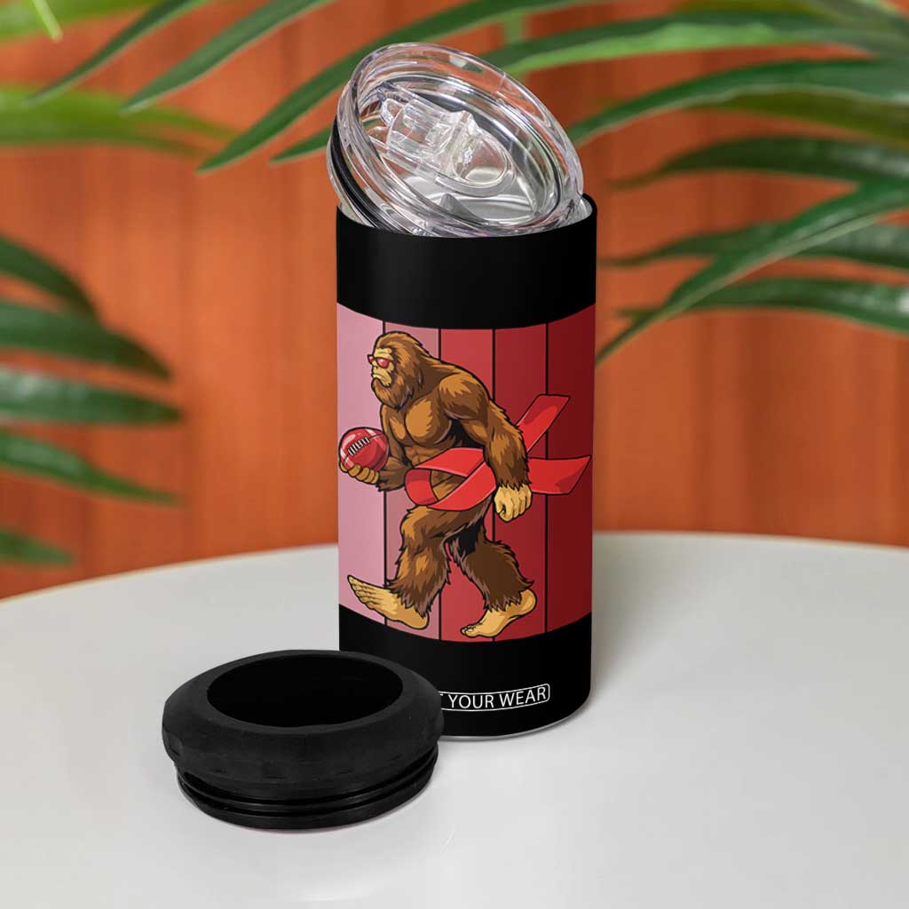 Funny Bigfoot Football HIV Awareness 4 in 1 Can Cooler Tumbler Red Ribbon Retro Vintage Style Gift TS12 Print Your Wear