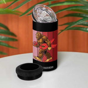 Funny Bigfoot Football HIV Awareness 4 in 1 Can Cooler Tumbler Red Ribbon Retro Vintage Style Gift TS12 Print Your Wear
