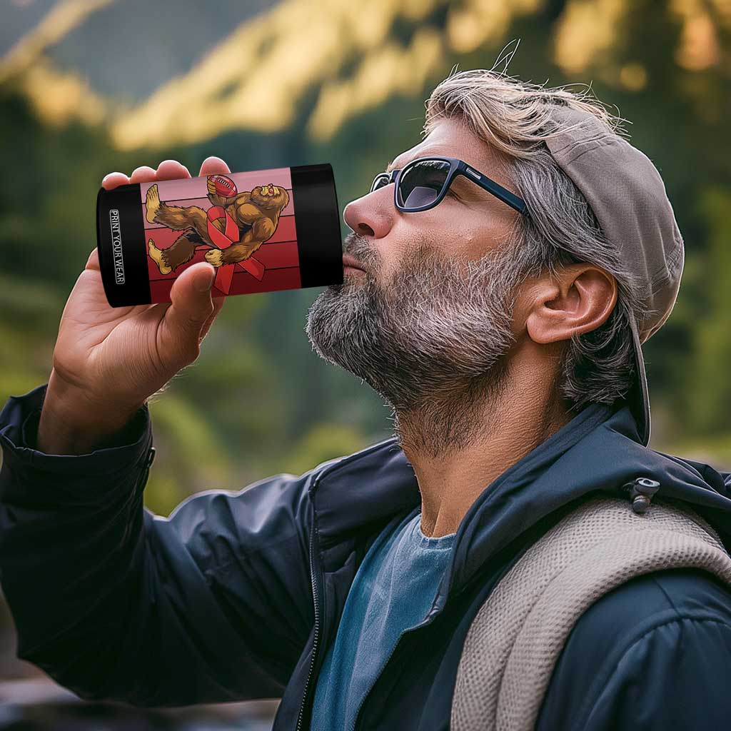 Funny Bigfoot Football HIV Awareness 4 in 1 Can Cooler Tumbler Red Ribbon Retro Vintage Style Gift TS12 Print Your Wear