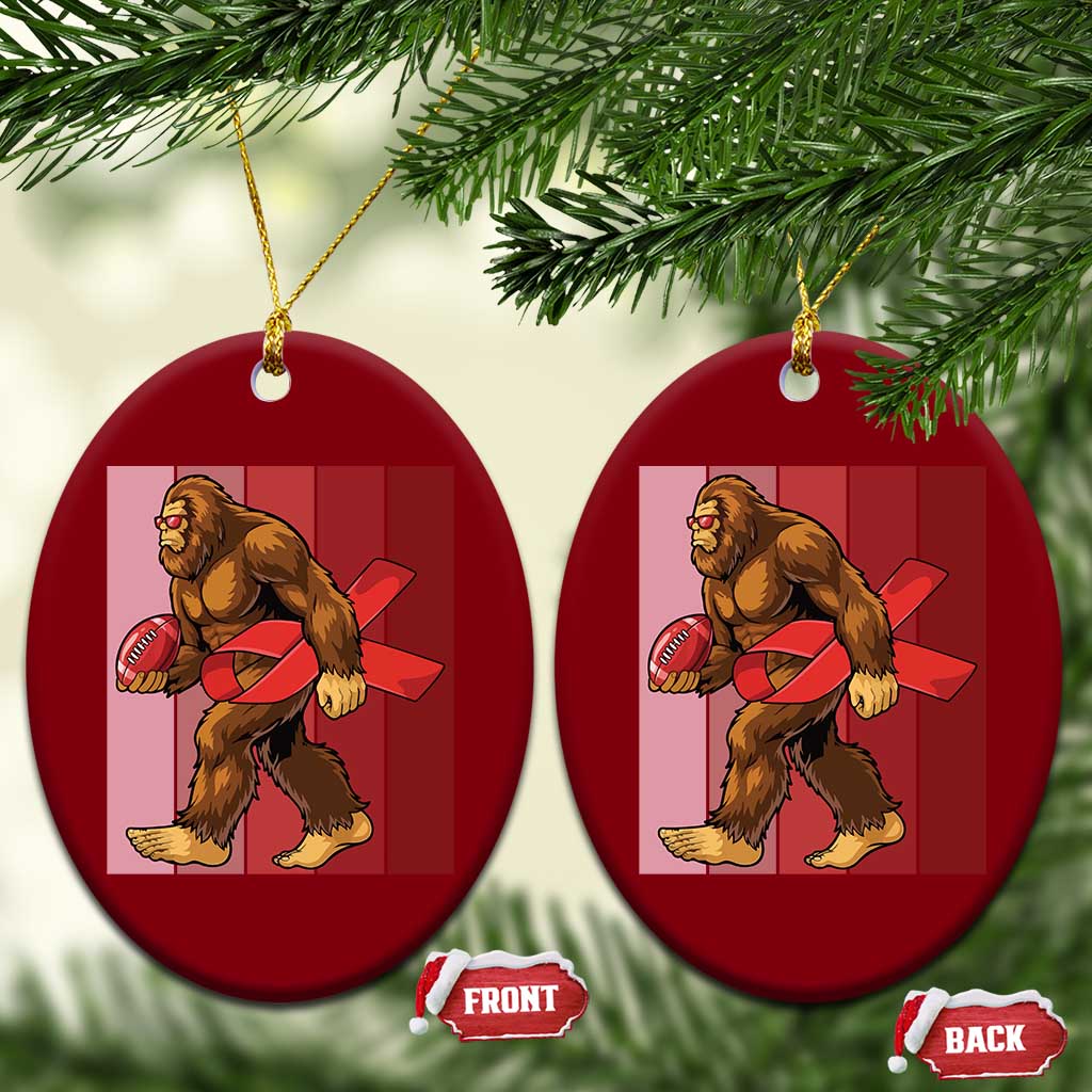 Funny Bigfoot Football HIV Awareness Ceramic Ornament Red Ribbon Retro Vintage Style Gift TS12 Print Your Wear