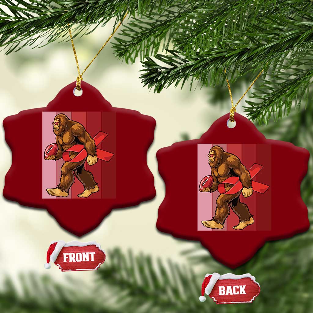 Funny Bigfoot Football HIV Awareness Ceramic Ornament Red Ribbon Retro Vintage Style Gift TS12 Print Your Wear