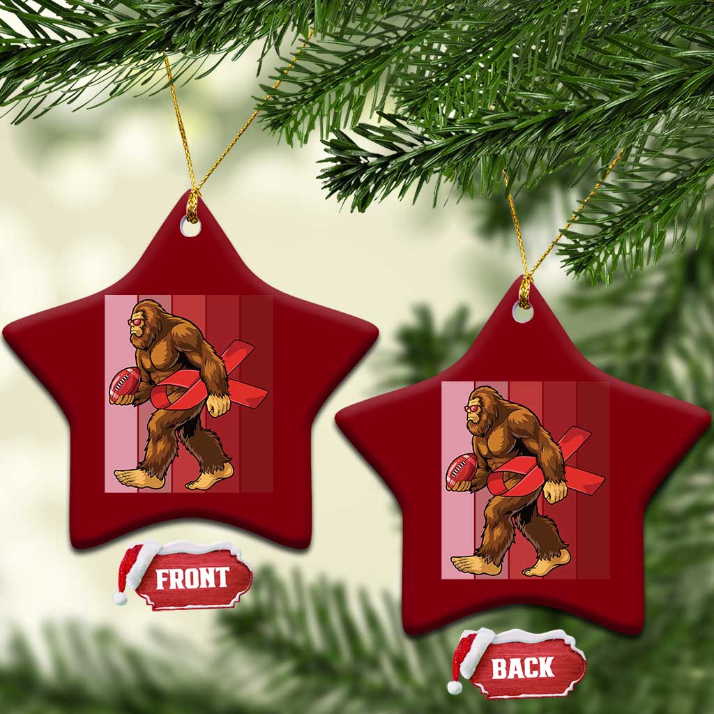 Funny Bigfoot Football HIV Awareness Ceramic Ornament Red Ribbon Retro Vintage Style Gift TS12 Print Your Wear