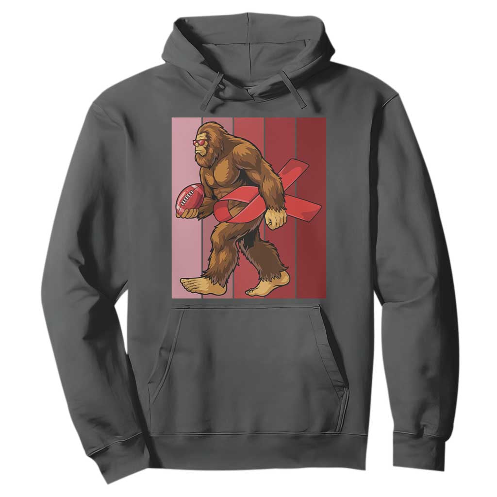 Funny Bigfoot Football HIV Awareness Hoodie Red Ribbon Retro Vintage Style Gift TS12 Dark Heather Print Your Wear