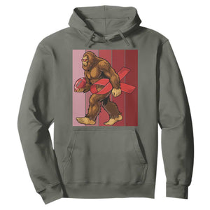 Funny Bigfoot Football HIV Awareness Hoodie Red Ribbon Retro Vintage Style Gift TS12 Military Green Print Your Wear