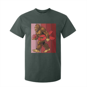 Funny Bigfoot Football HIV Awareness T Shirt For Kid Red Ribbon Retro Vintage Style Gift TS12 Dark Forest Green Print Your Wear