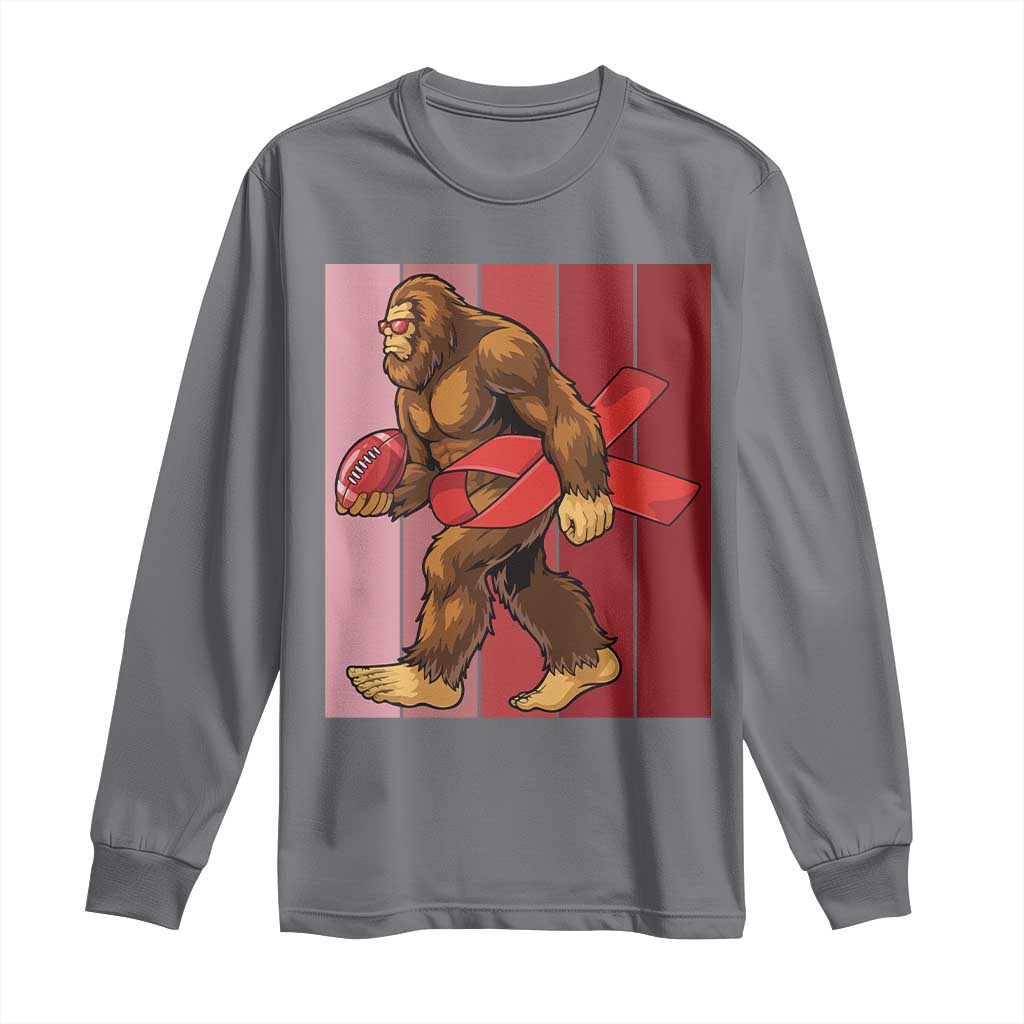 Funny Bigfoot Football HIV Awareness Long Sleeve Shirt Red Ribbon Retro Vintage Style Gift TS12 Charcoal Print Your Wear