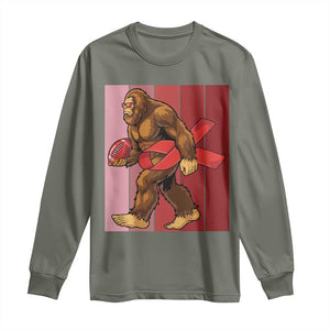 Funny Bigfoot Football HIV Awareness Long Sleeve Shirt Red Ribbon Retro Vintage Style Gift TS12 Military Green Print Your Wear