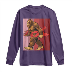 Funny Bigfoot Football HIV Awareness Long Sleeve Shirt Red Ribbon Retro Vintage Style Gift TS12 Purple Print Your Wear