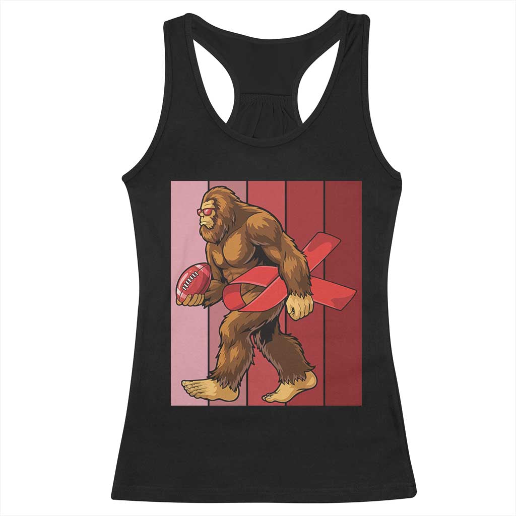 Funny Bigfoot Football HIV Awareness Racerback Tank Top Red Ribbon Retro Vintage Style Gift - Print Your Wear