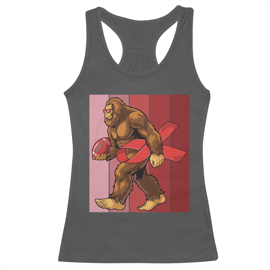 Funny Bigfoot Football HIV Awareness Racerback Tank Top Red Ribbon Retro Vintage Style Gift TS12 Dark Heather Print Your Wear