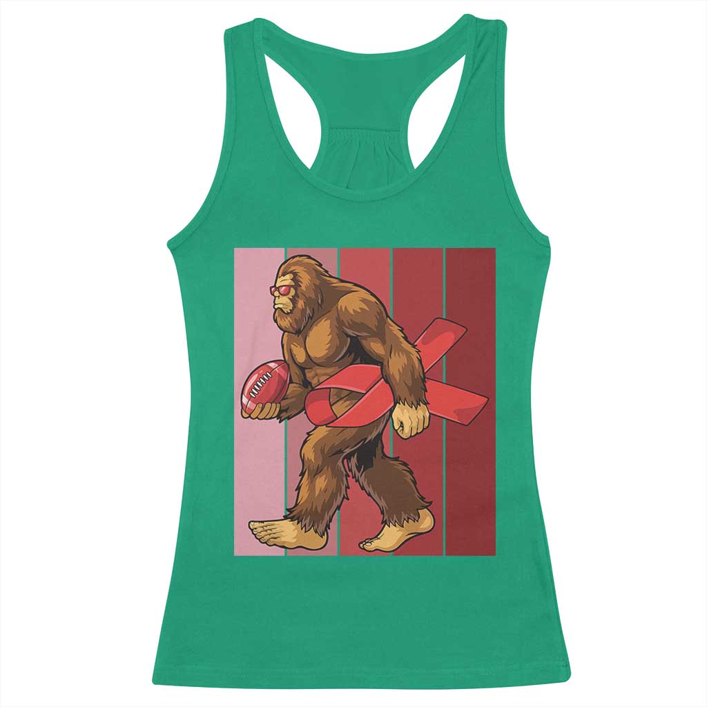 Funny Bigfoot Football HIV Awareness Racerback Tank Top Red Ribbon Retro Vintage Style Gift - Print Your Wear