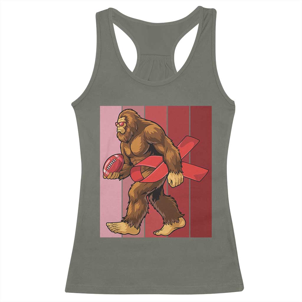 Funny Bigfoot Football HIV Awareness Racerback Tank Top Red Ribbon Retro Vintage Style Gift - Print Your Wear